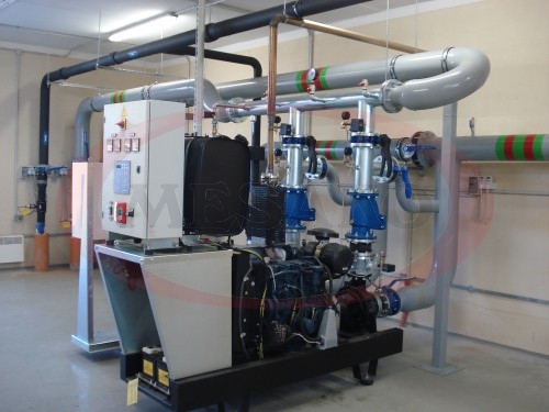 Installation works of water pressure increaser station with underground piping